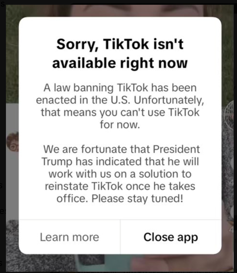 Cierre temporal de TikTok